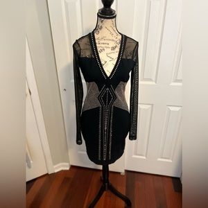 Black studded Bebe mini dress